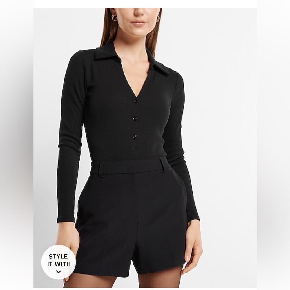 Super High-Waisted Black Tailored Shorts